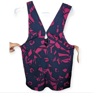 Banana Republic Navy & Pink XXS Petite Sleeveless  Tie Back Blouse Women